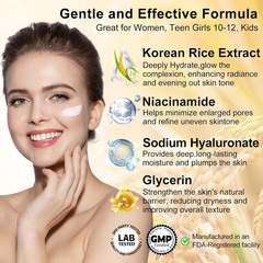 Skin Care Set,6Pcs Women Teen Glass Skincare W/Korean Rice Extract,Hydrate Glow