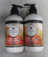 2 DIONIS GOAT MILK BODY LOTION – PUMP – CARAMEL PUMPKIN SPICE – 8.5 FL OZ EA