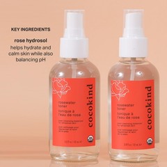 Rosewater Facial Toner by Cocokind, Multipurpose 4 Ounce (Pack of 1), Orange