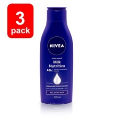 3 NIVEA BODY CREAM EXTRA DRY SKIN 220 ML ESSENTIALLY ENRICHED MILK NUTRITIVE