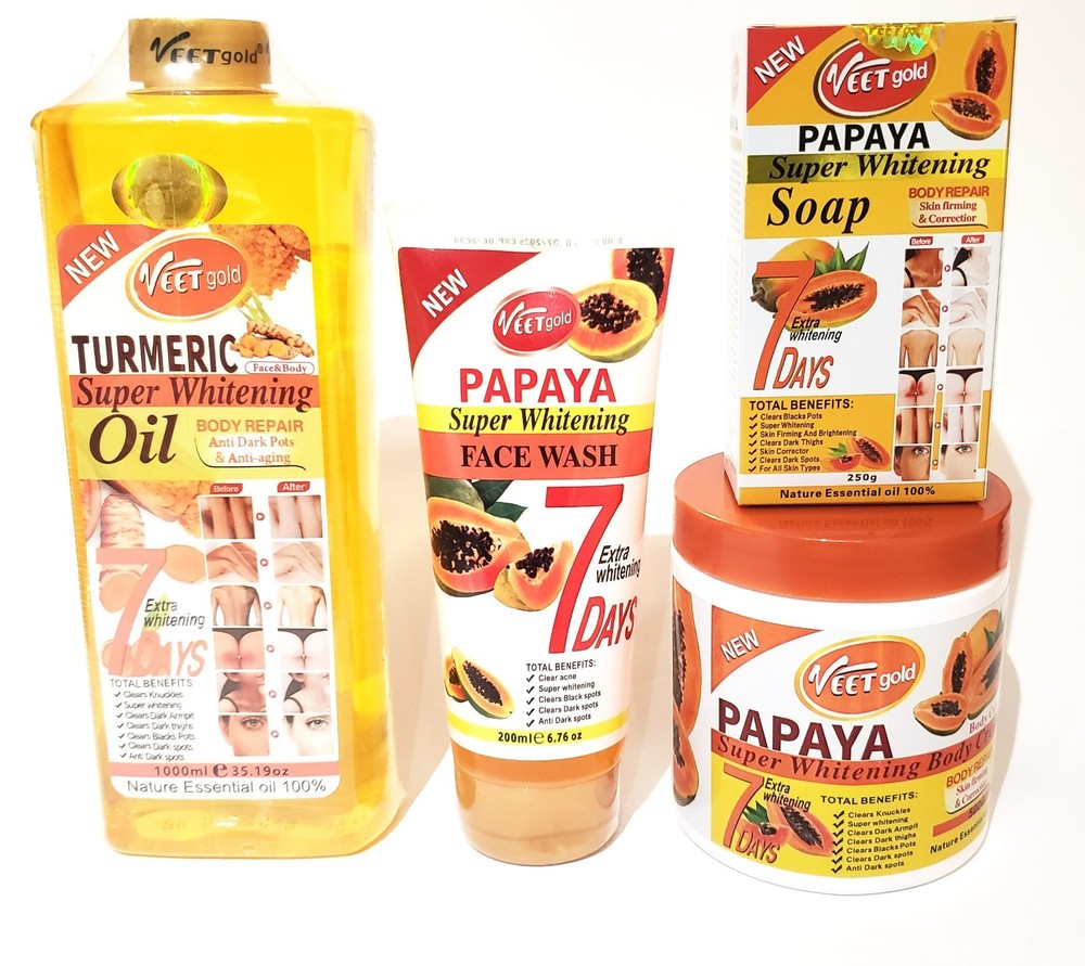 Veet Gold Turmeric Brightening Oil- Papaya Cream – Soap – Facewash 4Pc Kit