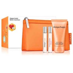 Clinique Limited Edition Happy Treats 4-Pc Fragrance Gift Set w/ Orange Bag, NIB