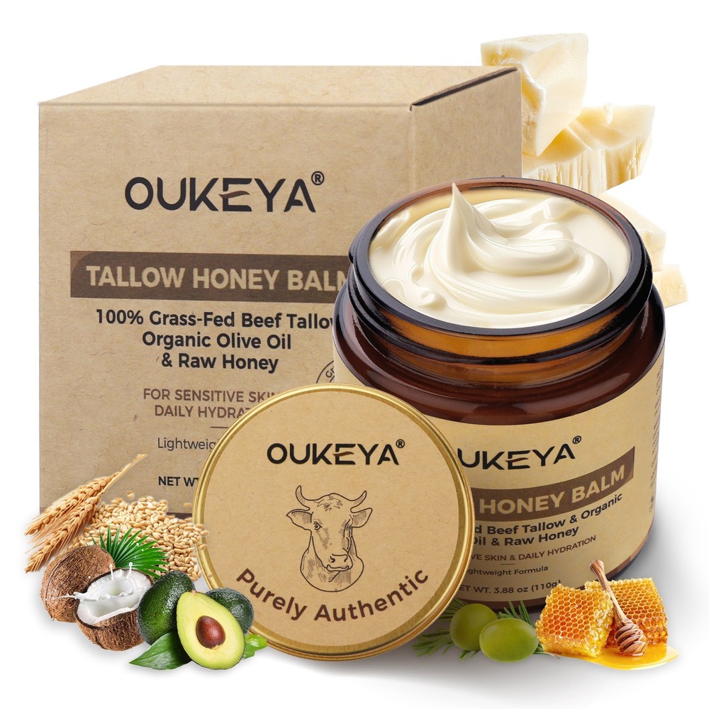 OUKEYA Grass-Fed Beef Tallow Balm For Skin Care Moisturizer Cream 110g