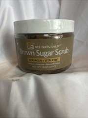 M3 Naturals rown Sugar Scrub Face Foot & Body Exfoliator Infused Collagen 12 oz