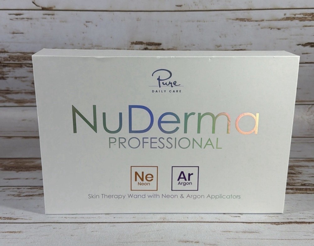 Pure Daily Care NuDerma Clinical Ne+Ar Skin Therapy Wand w 6 Fusion Applicators