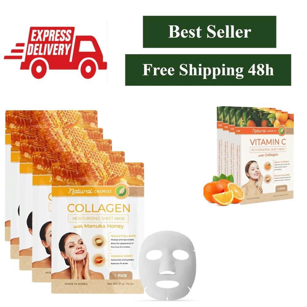 Natural Chemist Collagen & Manuka Honey Sheet Mask – Anti-Aging Hydration