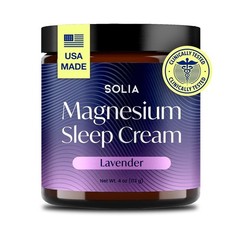 Solia Magnesium Sleep Cream, USA-Made Topical Magnesium Lotion for Sleep, Lavend