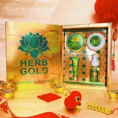 HERB GOLD contains 4 pieces, cream, herbal soap, serum and sunscreen 1 set