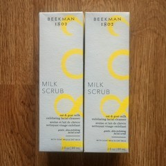 Two 3 fl oz BEEKMAN 1802 Milk Scrub Oat & Goat Milk Exfoliating Facial Cleansers