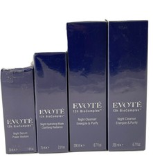 Lot Of 4! Evote 12h BioComplex- Night Cleanser X 2 , Mask, Serum
