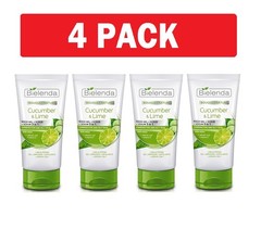 4 Pack Bielenda Cucumber & Lime 3in1 Wash Gel+Scrub+Serum 150ml/5.1 fl.Oz