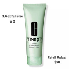2 x Clinique 7 Day Scrub Cream Rinse-Off Formula 3.4oz Full Size (2 pack)