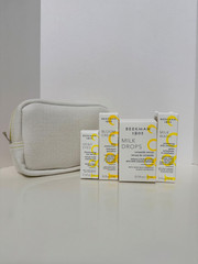 Beekman 1802 Great Skin 4pc Travel Set Milk Drops Bloom White Bag NIB