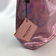 Juicy Couture Pink Holographic Cosmetic Bag W/ Travel Toiletry Bottle New