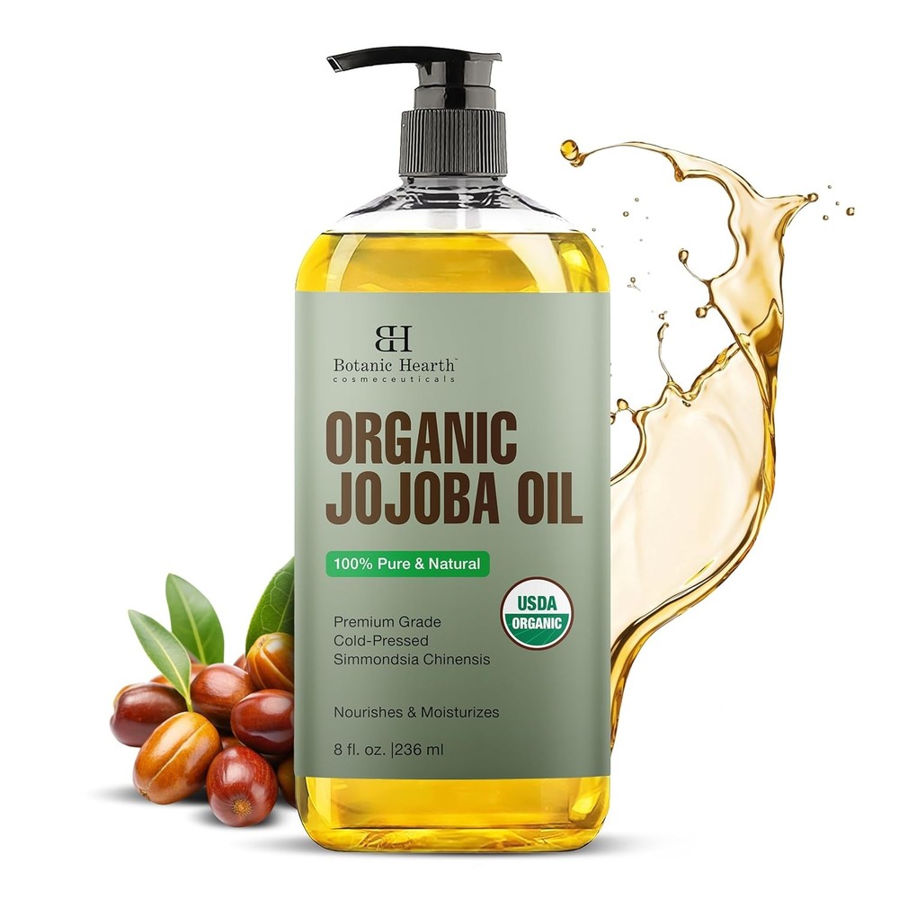 Botanic Hearth Organic Jojoba Oil 8oz 100% Pure Hair Skin