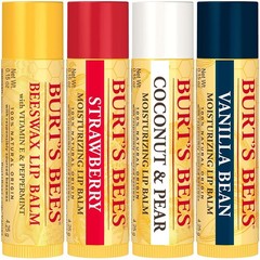 Burt&rsquo;s Bees Lip Balm, Beeswax, Strawberry, Coconut and Pear, and Vanilla Bean Pa