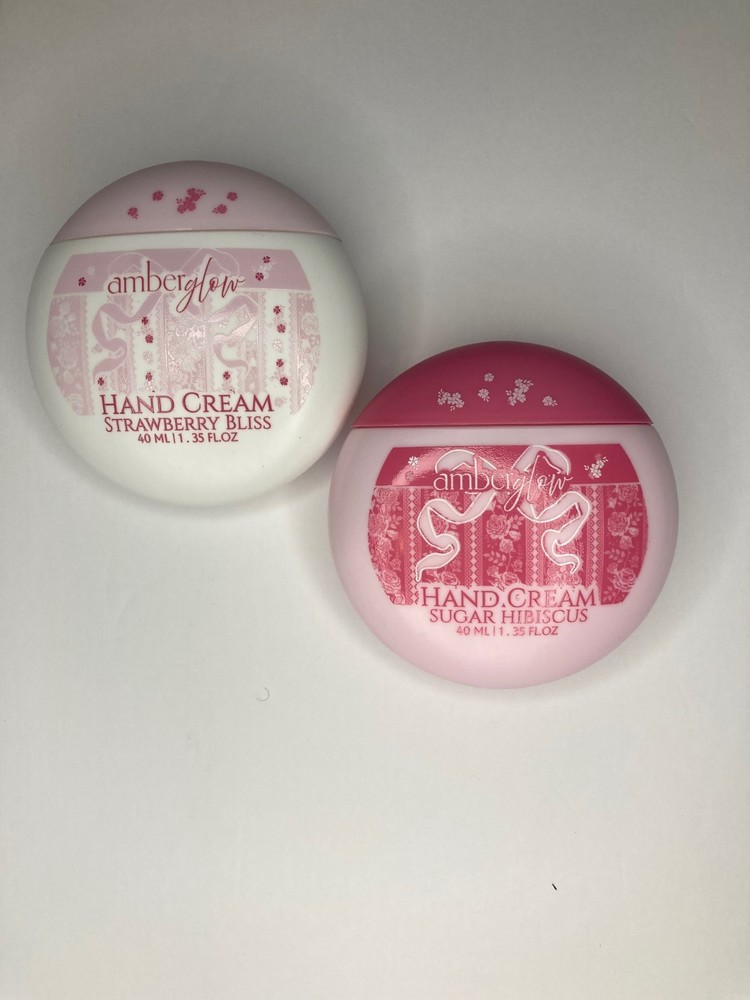 Amber Glow Hand Cream Sugar Hibiscus/Strawberry Bliss With Shea Butter 2 Items