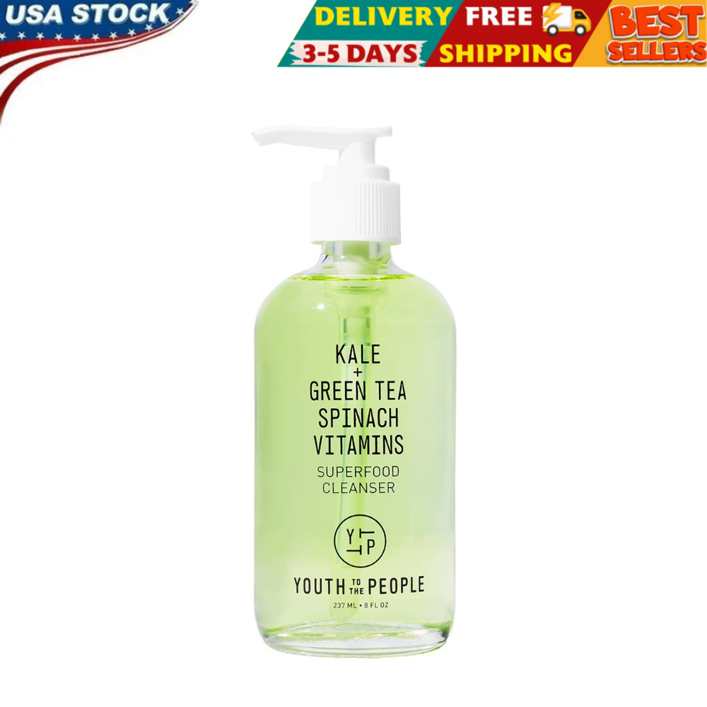 Superfood Facial Cleanser – Kale + Green Tea Daily Face Wash, Gentle Makeup Remo