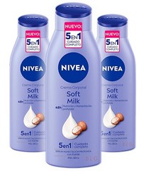 NIVEA Body Cream SOFT MILK Moisturizer Shea Lotion Crema Corporal 220ml (3 Pack)