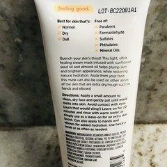 Freeman Sunglower Seed Oil+Almond Oil Ultra Healing Cream Mask. 3 fl oz/89 ml