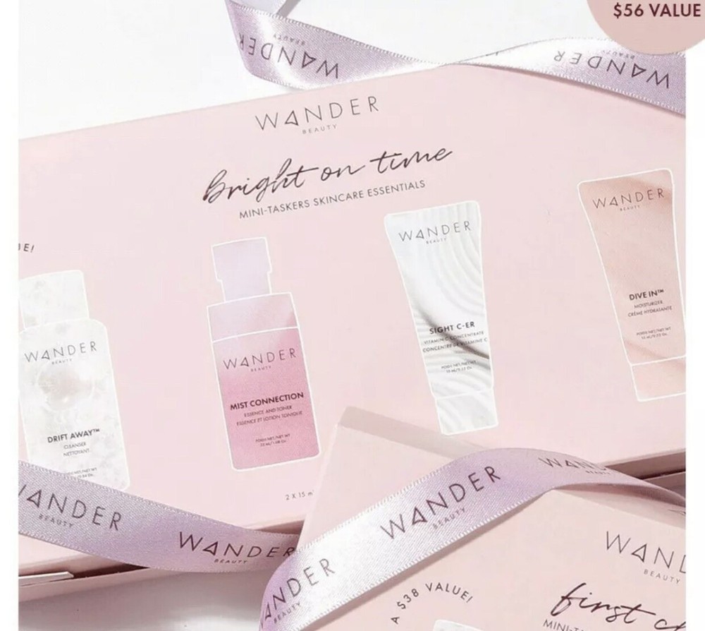 Wander Beauty Bright On Time Mini Taskers Skincare Essentials Set NIB Sealed 4pc
