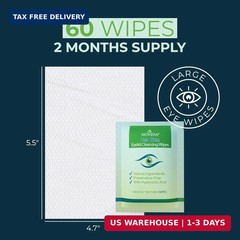 NOVEHA 180PCs Tea Tree Oil Eyelid & Lash Wipes With Hyaluronic Acid, Green Tea &
