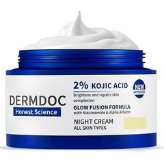 DERMDOC 2% Kojic Acid Night Cream Face Moisturizer Reduces Dark Spots 25g