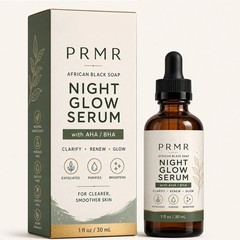 PRMR Night Glow Serum with AHA/BHA Overnight Skin Renewal Facial Serum – 1 Fl Oz
