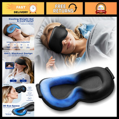 3D Cooling Gel Eye Mask for Sleep, Migraine Relief, Blackout, Travel Essential –