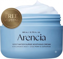 ARENCIA Deep Water Surge Soothing Cream, 2.70 fl oz, Hyaluronic Acid, Cica PDRN