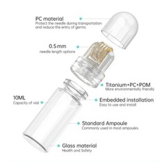 2025 64pin Titanium Needles Bottle 0.5/1.0mm Reusable Microneedle Derma US