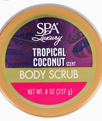 Spa Luxury Tropical Coconut Scent Body Scrub for Body 8 oz, Brown