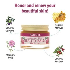 Badger – Damascus Rose Beauty Balm, Intensive Nourishment, Face Neck & Eye Balm,