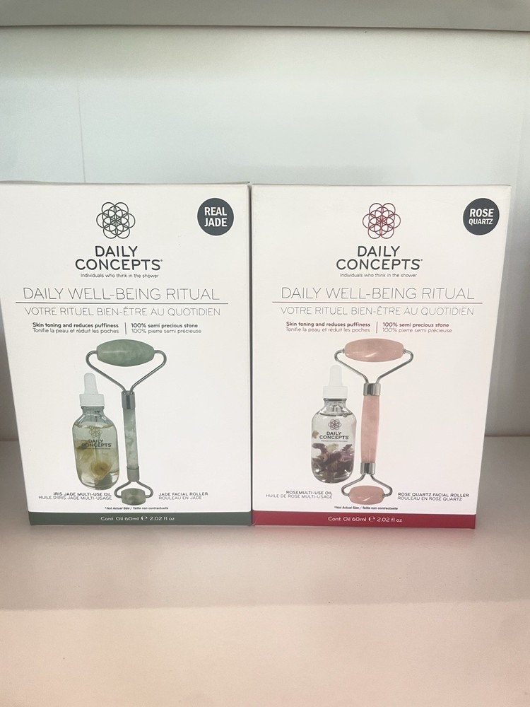 Daily Concepts Daily Well-Being X 2 Set Jade Facial Roller & Multi-use Oil New