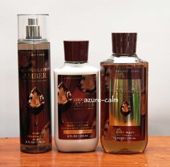 Bath & Body Works CHOCOLATE AMBER Body Mist, Shower Gel & Lotion 3PC Set