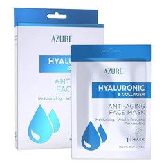 AZURE Hyaluronic Acid & Collagen Anti Aging Sheet Facial Mask-Rejuvenating-5 Pac