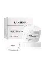 Lanbena Aloe Blackheads Remover Cream Nose Pore Strips Face Mask, 30g+60 Pcs