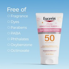 Eucerin Sun Sensitive Mineral Baby Sunscreen 4 Fl Oz (Pack of 1), White