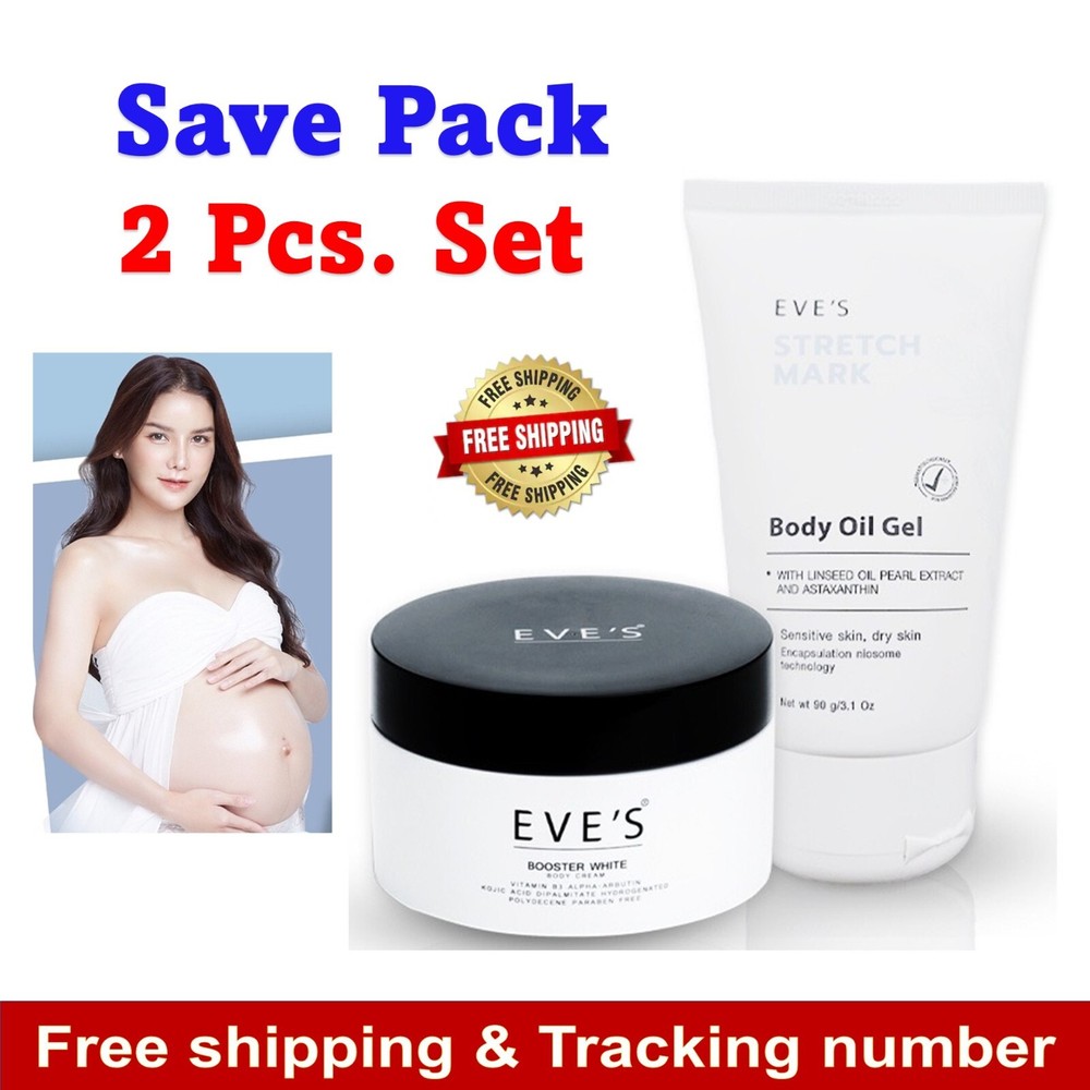 EVE&rsquo;S Booster White Body Cream Reduce Scars 100ml, Body Oil Gel Stretch Mark 90g