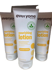 (12) EVERYONE LOTION Coconut & Lemon 3 IN 1 HANDS FACE BODY W/ PURE COCONUT OIL