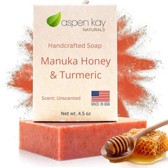 Aspen Kay Naturals Manuka Honey & Turmeric Soap Bar for Body & Face, Natural Tur