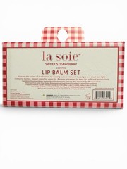 La Soie Sweet Strawberry Lip Balm Set 3 Pc Scented Lip Balm Keychain Gift Set Ne