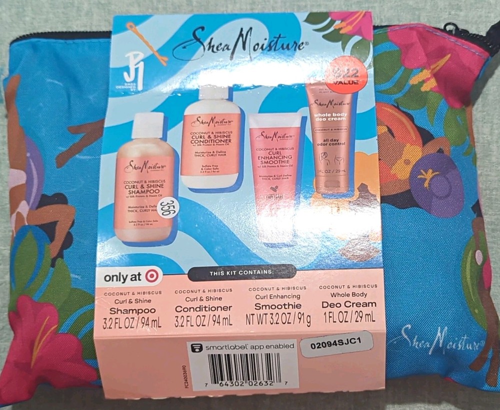 SheaMoisture Coconut & Hibiscus Curl & Shine Travel Set 4pc w/ Pouch