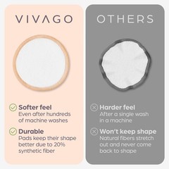 VIVAGO Reusable Cotton Rounds for Face – (20 Pack) Soft 22 Piece Set