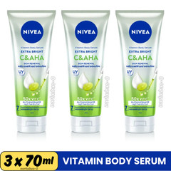 3x NIVEA Extra Bright C&AHA Vitamin Body Serum 70ml – Brightening Moisturizing