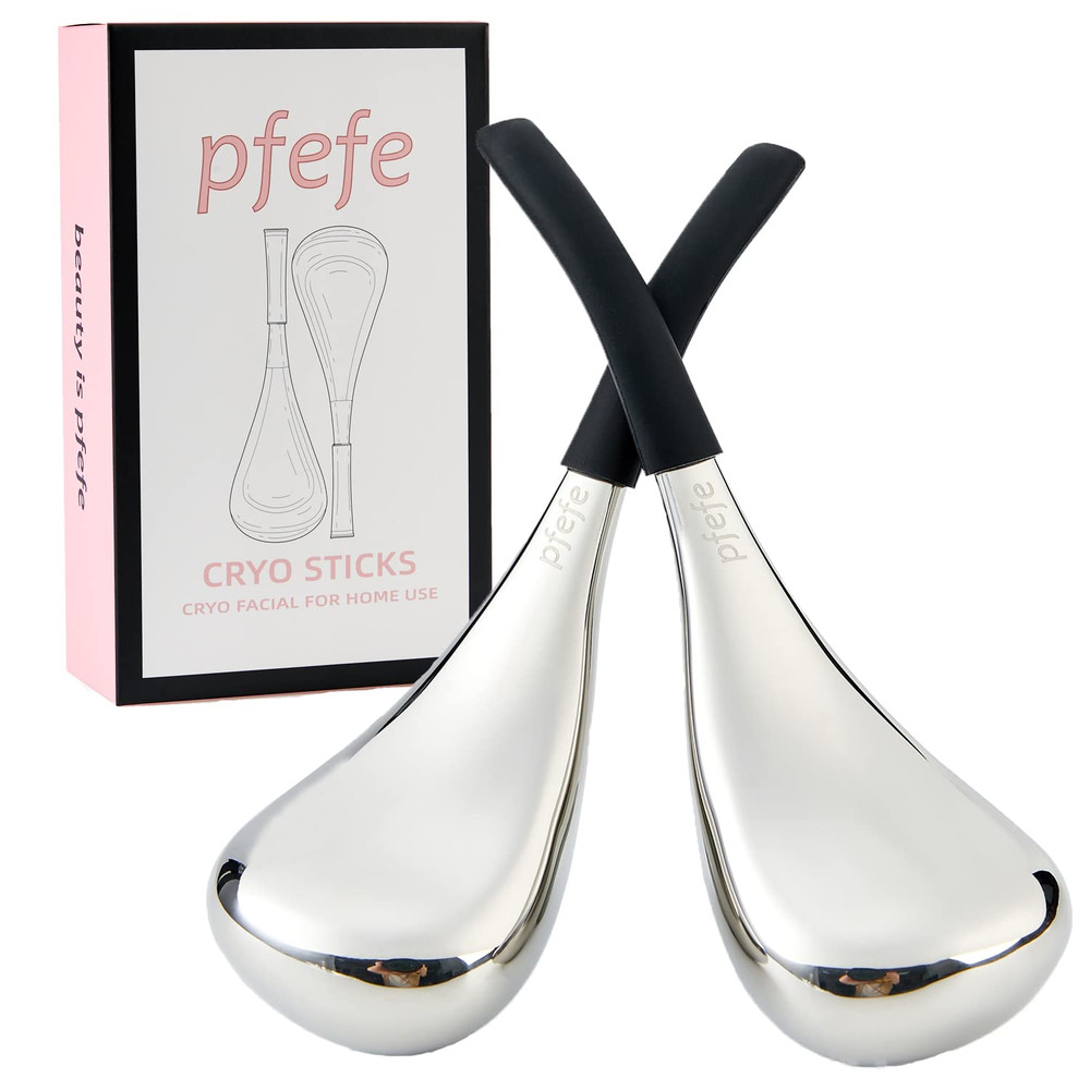 Pfefe Ice Globes Facial Skin Care Tools for Women Face Eyes, Stainless Steel Fac