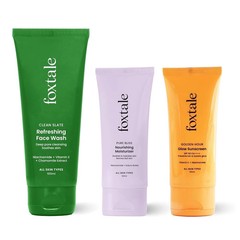 FoxTale Skincare Starter Kit for Beginners Face Wash Moisturizer Sunscreen