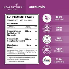 HealthyHey Nutrition Curcumin with Bioperine 1310mg (Ultra Pure) – 90 N