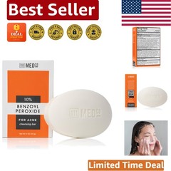 Acne Treatment Cleansing Bar with 10% Benzoyl Peroxide – Gentle, Soap-Free, 4 oz