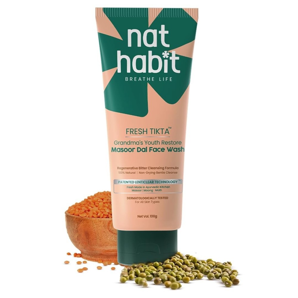 Nat Habit Masoor Dal Face Wash, Fresh Daily Tikta For Men & Women, Skin Brighten
